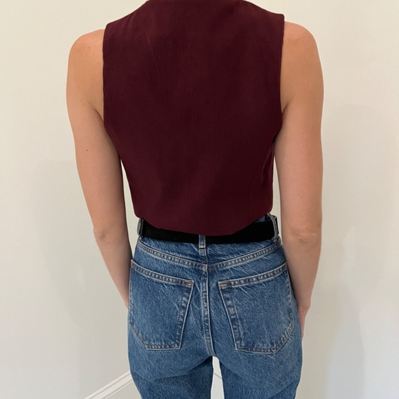 NWT House of Harlow 1960 Corduroy Vest in Burgundy - Size XS/S - Picture 2 of 5